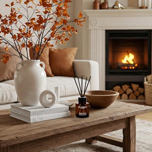 Golden Reverie Scent Aroma Diffuser – Room Scent Diffuser with Essential Oils – Long Lasting Reed Diffuser for Home, Bedroom, or Bathroom – Vanilla & Pear 50ml