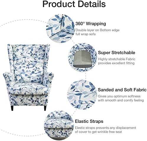 NILUOH Wingback Chair Covers 2-Piece, Armchair Slipcovers for Living Room