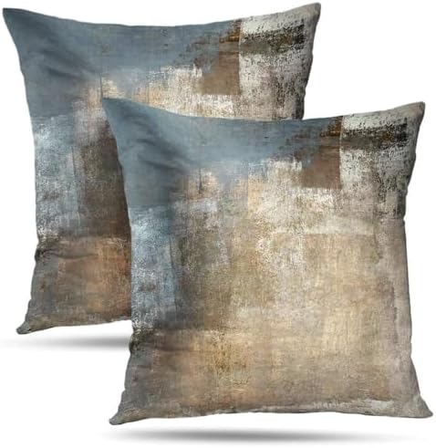 Throw Pillow Covers for Couch, 18x18 Inch, Set of 2, Beige Grey