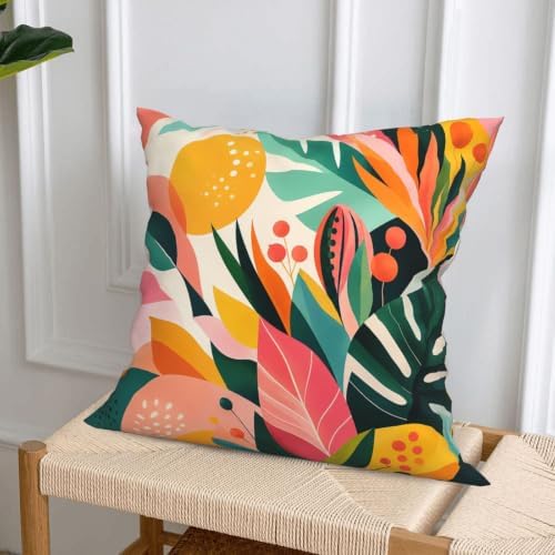 Tropical Flower Decorative Throw Pillow Covers 18x18 Inch Set of 4
