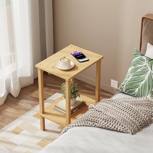 TUTOTAK End Table, Side Table, Nightstand, 2-Tier Storage Shelf