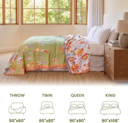 MSGKV Boho Throw Blanket 50"x60" 100% Cotton Butterfly Muslin Throw Blanket