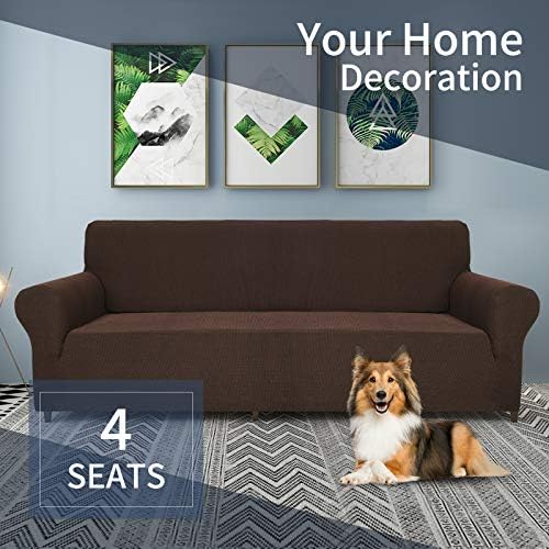 JIVINER High Stretch Couch Covers for 3 Cushion Couch 1-Piece Extra Large Sofa Covers with Elastic Bottom Anti Slip Elastic Sofa Slipcover Furniture Protector for Pets (XL Sofa, Coffee)