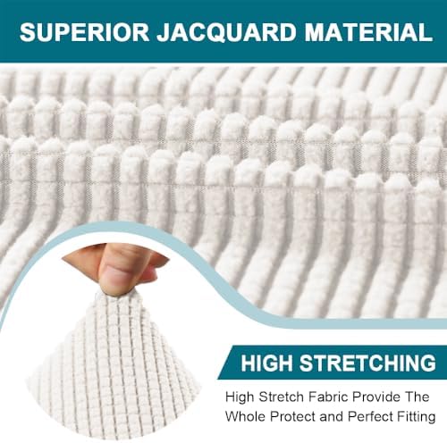 Turquoize 3 Piece T Cushion Loveseat Slipcovers Sofa Cover for 2 Cushion Couch Cover Washable Sofa Slipcover Furniture Covers with 2 Individual T Cushion Seat Covers (2 Cushion Loveseat, Ivory)