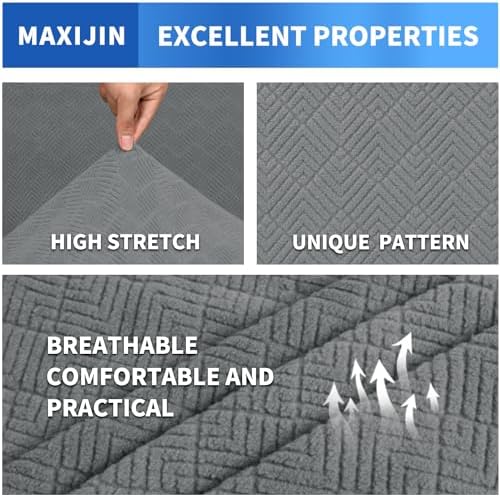 MAXIJIN 3 Piece Couch Covers for 2 Cushion Couch Sofa Cover, Stretch Loveseat Sofa Slipcovers for Sofas with 2 Large Cushions, Thick Dogs Pet Furniture Covers (71"-91", Light Gray)