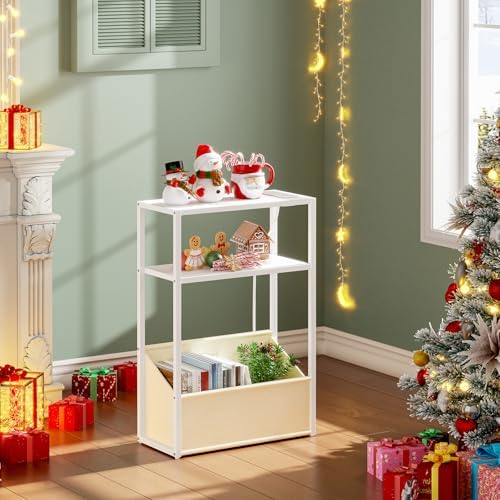 TUTOTAK Narrow Side Tables with Charging Station, Slim End Tables Set of 2
