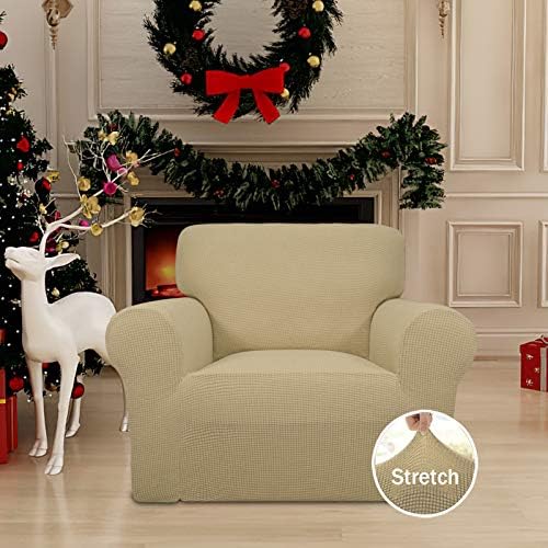 Easy-Going Stretch Chair Slipcover with Arm Washable Beige