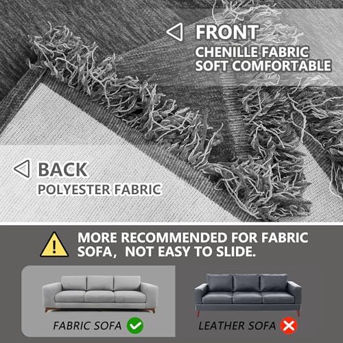 MEETSKY Sofa Covers for Pets Washable Couch Covers for 3 Cushion Couch Sofa Pet Friendly Oversized Sofa Slipcovers, Sofa Throw Blanket for Dogs Couch Protector, 91"x 134", Charcoal Gray