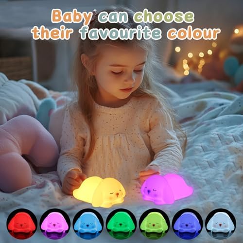 ZKLiLi Bunny Night Light for Kids Lamp, 16 Colors Lamp Cute, Dimmable Baby Night Lights for Nursery,Silicone Rechargeable Nightlight for Kids Room, Kawaii Room Decor