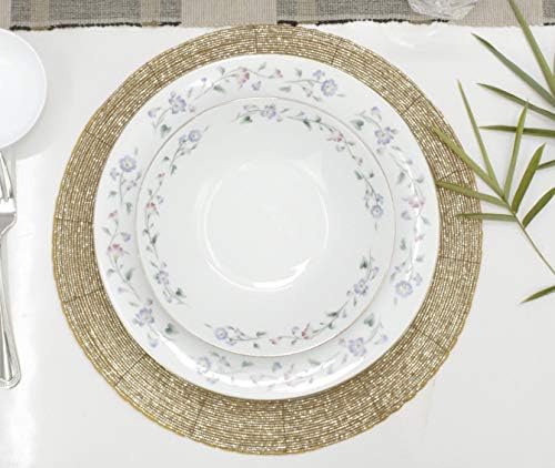 COTTON CRAFT Glitz Handmade Beaded Charger Placemats - Set of 4 - Champagne