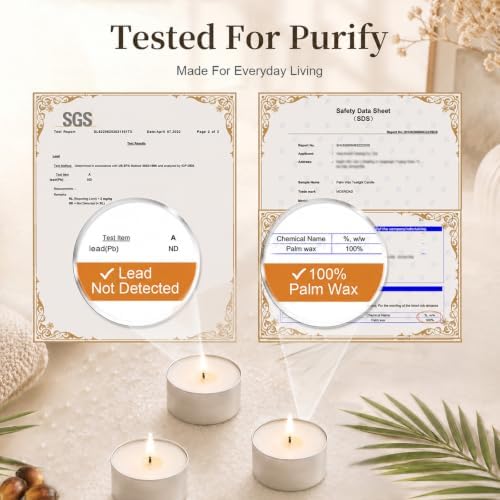 Tea Lights Candles 6 Hours, 100 Pack Palm Wax Tealight