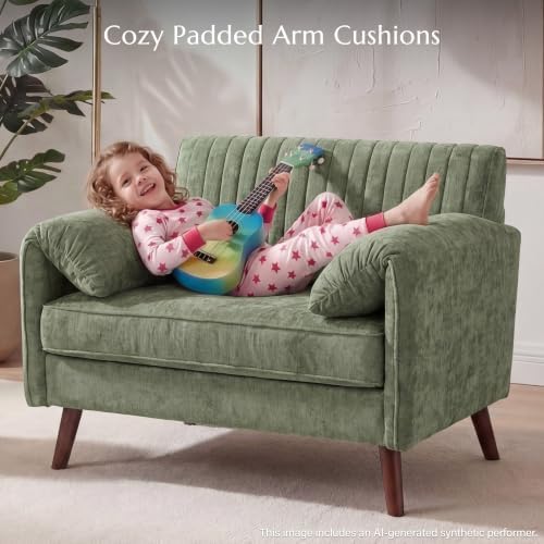 Modern Elegant Oversized Accent Armchair Set of 2, 43.3" Chenille, Green