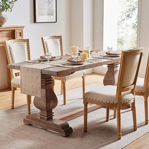ZeeMart Linen Checked Farmhouse Table Runner, 13x60 Inches Taupe