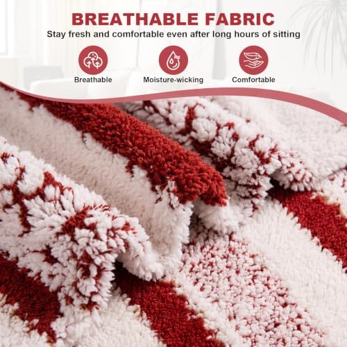 Striped Sherpa Armchair Slipcover, Stretch Plush Pet Friendly Accent Chair Cover with Elastic Bottom, Machine Washable Furniture Protector for Small Banquet Armchair