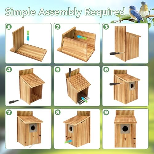 2 Pack Bird Houses for Outside, 1-1/2" Entrance Cedar Birdhouse