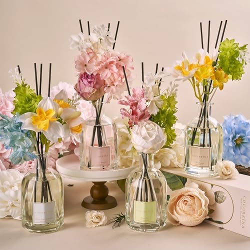 COCORRÍNA Reed Diffuser - Cherry Blossom 8.5 Fl.oz Flower Diffuser with 8 Sticks, Reed Diffusers for Home Bathroom Shelf Decor