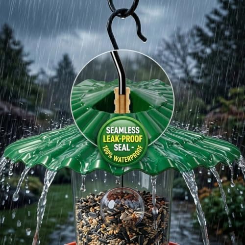 11.5'' Bird Feeder Rain Guard - Bright Dome Shield Umbrella Cover, Squirrel Proof Baffle for Outside Pole & Hanging Standard Wild Bird Feeders, Weatherproof Shatterproof Canopy,(1 Pack, Green)