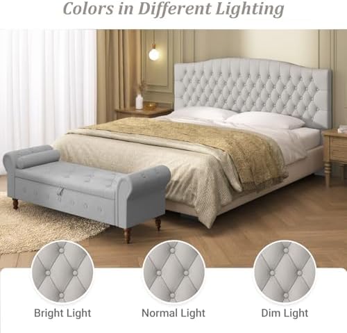 Furpopup Velvet King Size Headboard Only, Upholstered Wall Mount Light Gray