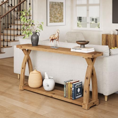 Wood Console Table for Entryway, 63" Entryway Table with Storage
