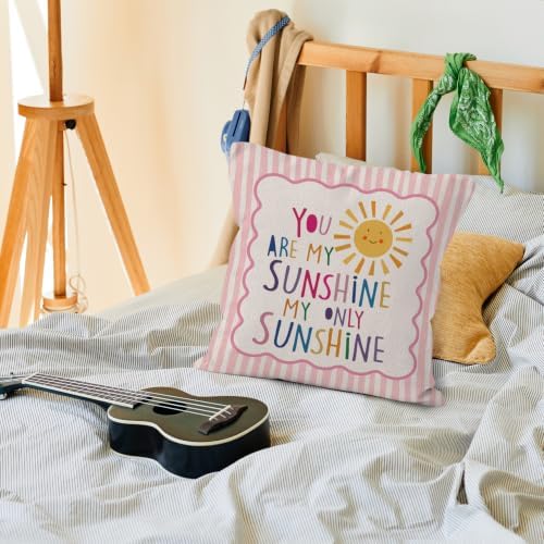 You are My Sunshine Boho Girl Nursery Decor Throw Pillow Cover 18x18