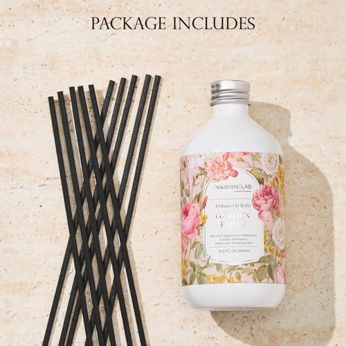M&SENSE Reed Diffuser Set, Garden Party, 17oz Natural Essential Oil