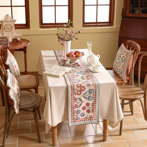 bilin gaier Designer Vintage French Extra Long Table Runner,118"x12"