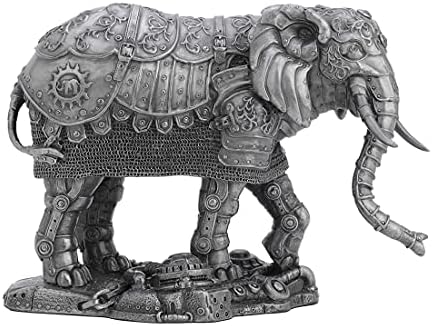 Veronese Design 6 1/4 Inch Tall Steampunk Mechanical Elephant Cold Cast Pewter Effect Resin Statue Animal Figurine Home Decor Collectible