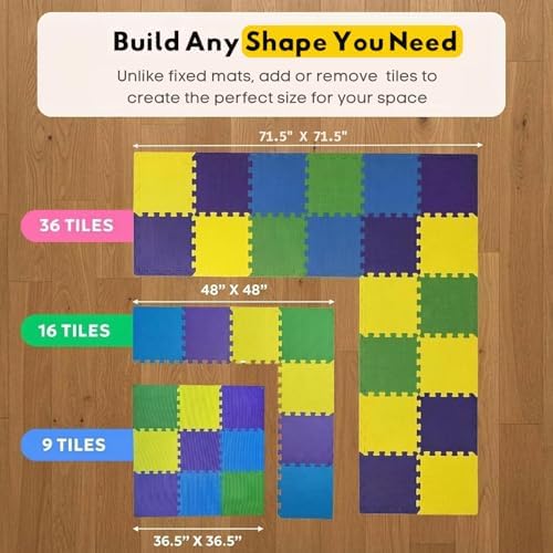 MioTetto Baby Play Mat, Comfortable Playtime Mat – Portable Foam Floor Tiles, Safe Baby mat for Floor for Crawling & Development, Soft Play mat for Babies, Stylish Interlocking Foam Tiles