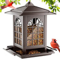 Birdream Bird Feeders for Outdoor Hanging, Assembly Required, 1-Min Easy Setup, Classic Courtyard Design, Attracting Cardinals Chickadees Goldfinches & Sparrows - Brown