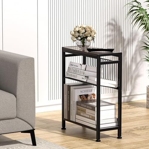 Narrow Side Table, 3-Tier End Table, Small Nightstand