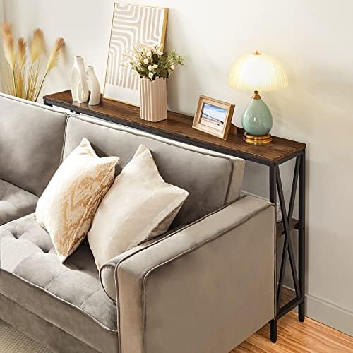 MAHANCRIS 55" Sofa Table, Industrial Console Table, 3-Tier Entryway Table