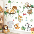 wondever Jungle Animals Tree Branch Wall Decals Safari Lion Wall Stickers
