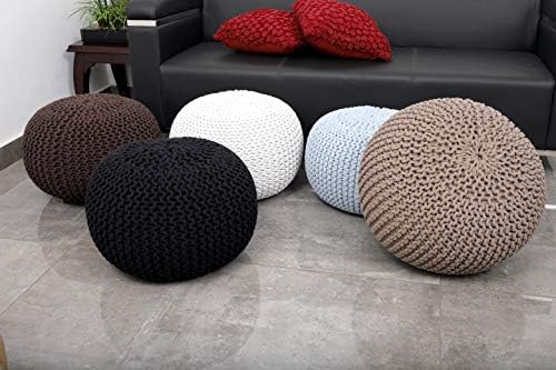 FRELISH DECOR Round Pouf Ottoman (20 Diameter x 14 Height) Brown