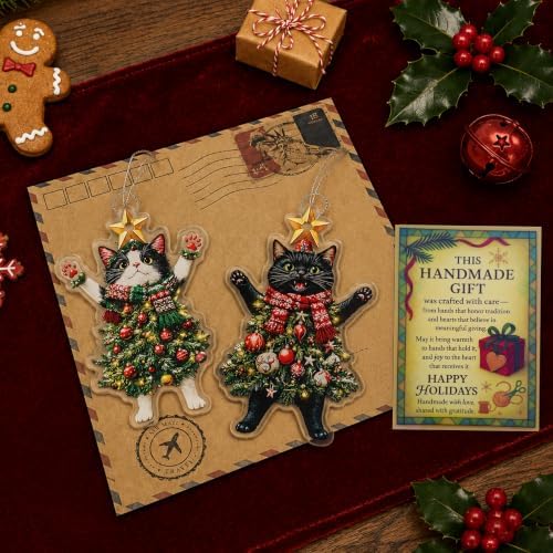 2-Pack Black Cat Christmas Ornament 2026, Funny Christmas Tree Ornaments, Cute Acrylic Tuxedo Cat Ornament, Gifts Specially Prepared for Pet Owners, Funny White Elephant Gift