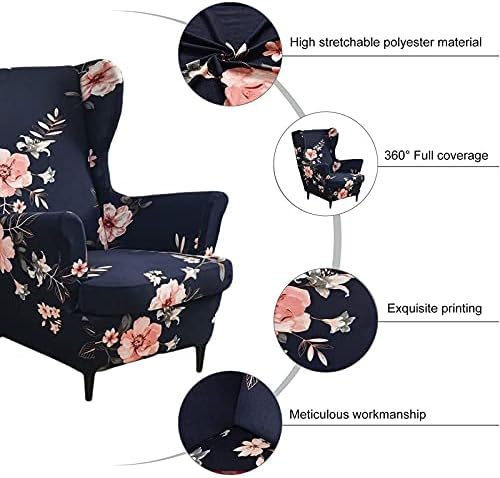 NILUOH Wingback Chair Covers 2-Piece, Armchair Slipcovers for Living Room