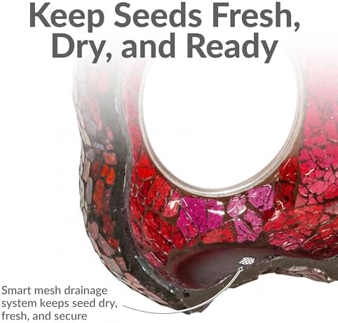 Sunnydaze Mosaic Glass Bird Feeder for Outdoors, Pearl Pink Flower