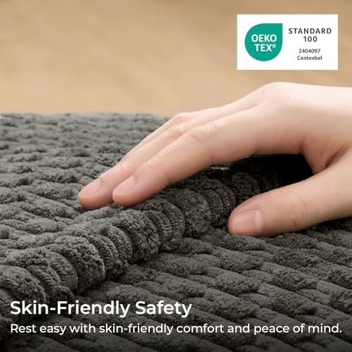 Kevin Textile Soft Corduroy 18x18 Inch Pillow Covers 2 Pack, Dark Grey