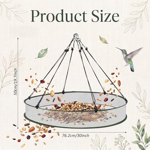 FoldTier 1 Piece Bird Seed Catcher Tray Hanging Round Mesh,30 Inch