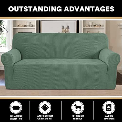 PrinceDeco Couch Covers for 3 Cushion Couch Sofa Pet Friendly Extra Large Couch Cover for Oversized Sofa Washable Furniture Protector Fitted Sofa Slipcovers Stay in Place(XL Sofa, Loden Frost)