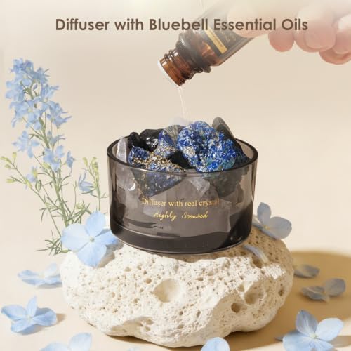 Crystal Stone Aroma Diffuser with Essential Oils for Home Bathroom Office, Home Decor & Fragrance 2 in 1, Chic Aromatherapy Gift Set