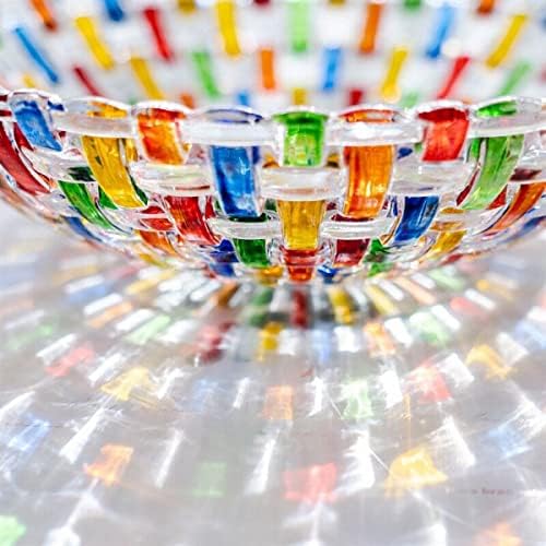 MAGCOLOR Hand Painted Colorful Woven Glass Crystal Salad & Fruit Bowl Decoration,Centerpiece For Home,Office,Wedding Decor, Fruit, Snack, Dessert, Server