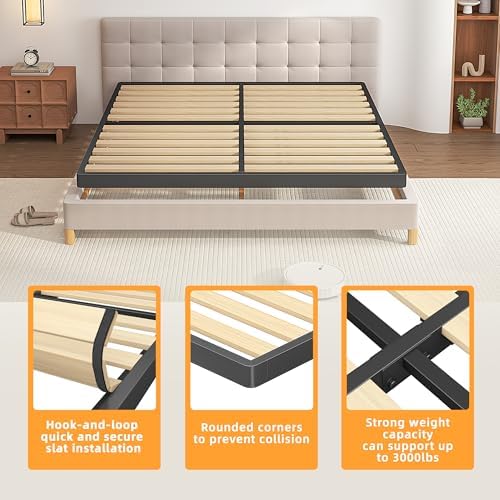 VIPSHOW 2 Inch Full Sag-Proof Wooden Slats Box Spring with Round Corners
