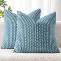 MIULEE Decorative Throw Pillow Covers 18x18 Blue Grey Textured Corduroy