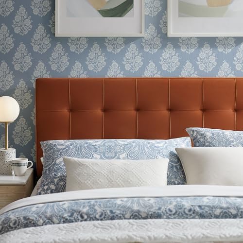 Modway Lily Performance Velvet King Size Headboard with Biscuit Tufting in Rust - Stain-Resistant Upholstery with Padded Design and 5 Height-Adjustable Mounts