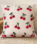Embroidered Throw Pillow Cover 18x18 Inch, Little Cherry