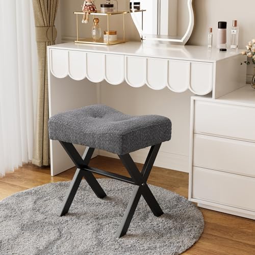 Memobarco 18-Inch Vanity Stool Chair, Gray Makeup Stool