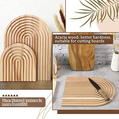 Chunful 2pcs Arch Cutting Board Boho Shelf Decor, Wood Color, Acacia