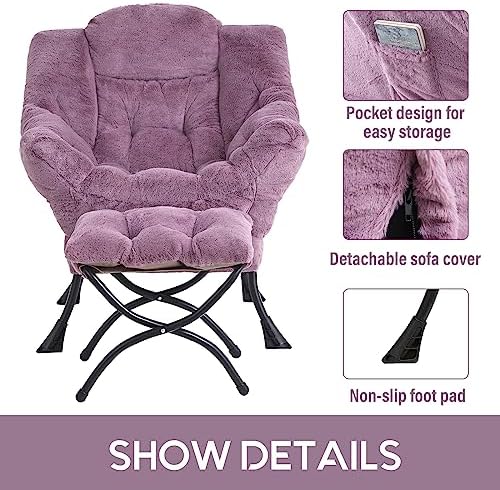 LITA Lazy Chair with Ottoman, Comfy Accent Reading Chair
