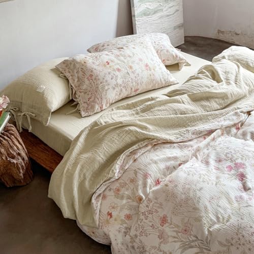 Cottagecore Wildflower Duvet Cover Set Twin,Colorful Floral Prints