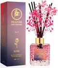 PEANÄK Reed Diffuser Set - Sandalwood Rose Fragrance 6.7oz (200 ml) - Real Preserved Flowers & 8 Reed Sticks for Bathroom Shelf Decor Home Diffuser & Office Scent with Long Lasting Gift Scent